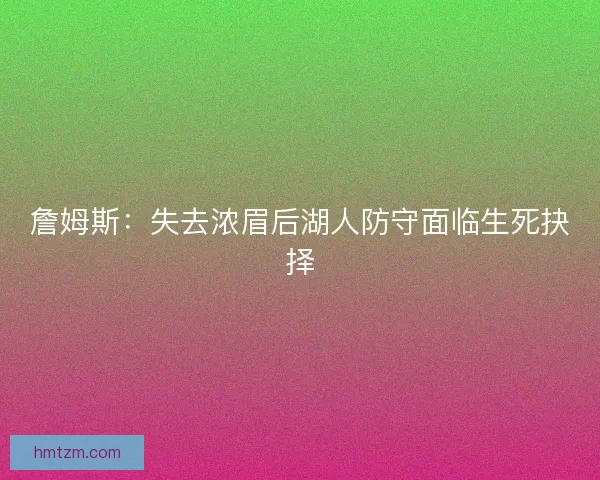 詹姆斯：失去浓眉后湖人防守面临生死抉择