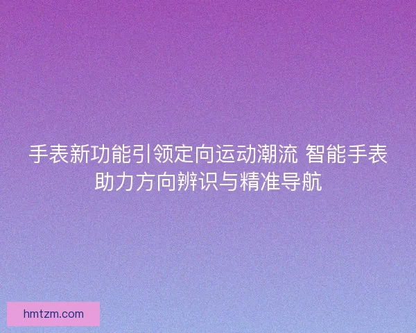 手表新功能引领定向运动潮流 智能手表助力方向辨识与精准导航