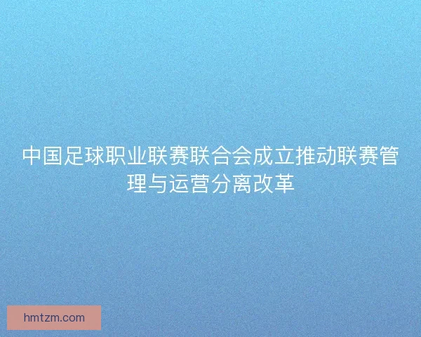 中国足球职业联赛联合会成立推动联赛管理与运营分离改革
